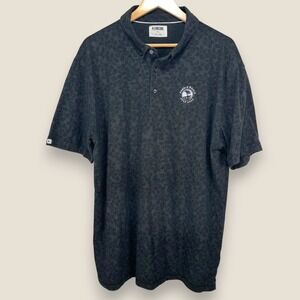 Pebble Beach Golf Links Linksoul Polo Shirt Men XL Black Gray Camo Print Cotton